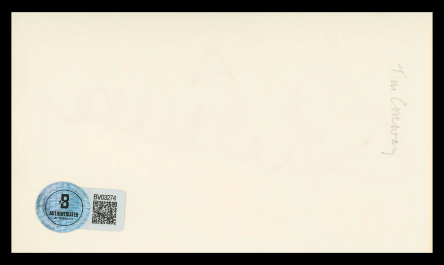Tim Conway The Carol Burnett Show Authentic Signed 3x5 Index Card BAS #BV03274 - Image 3