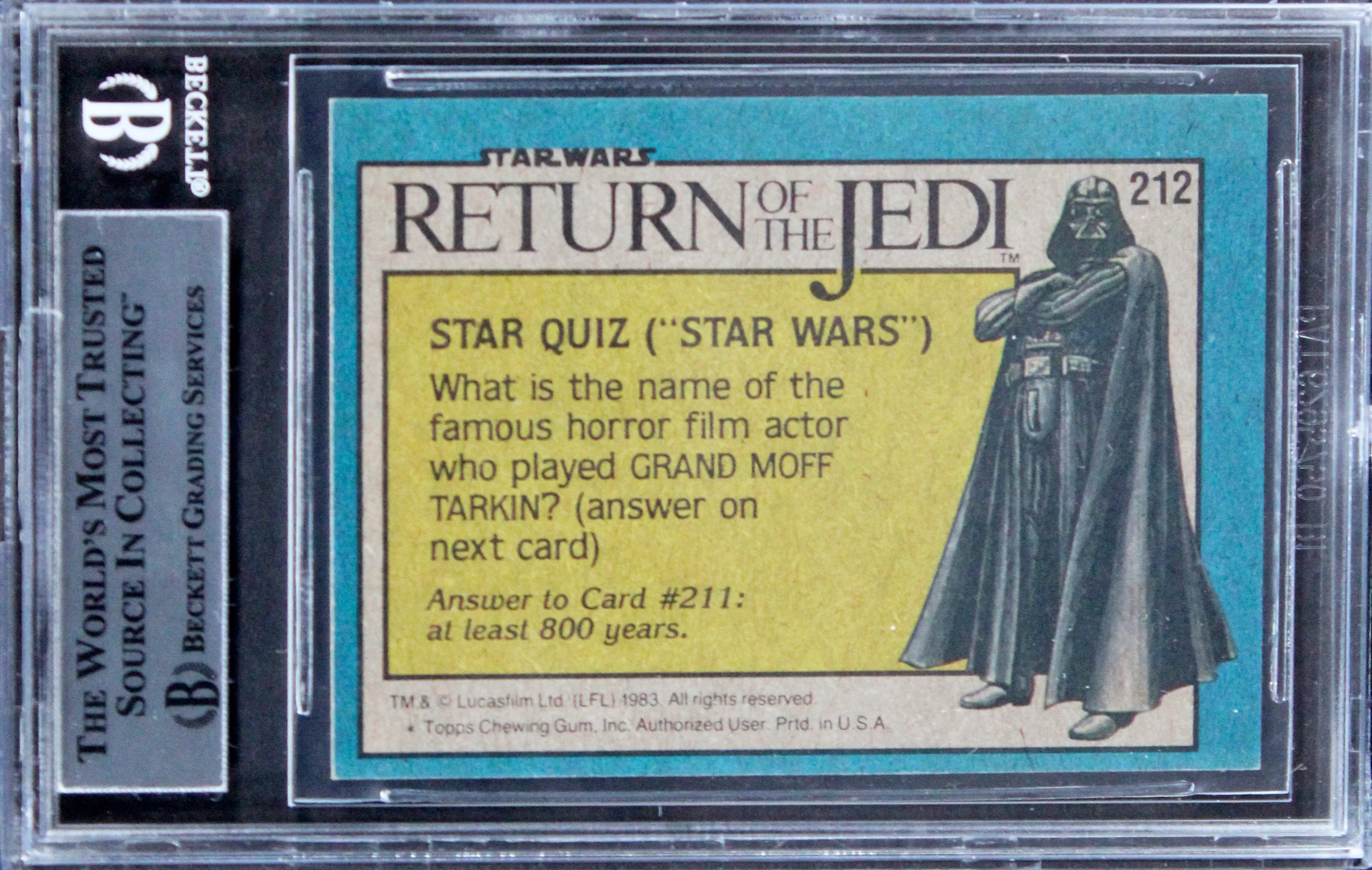 Tim Dry & Sean Crawfordd Signed 1983 Star Wars ROTJ #212 Card BAS Slabbed - Image 3