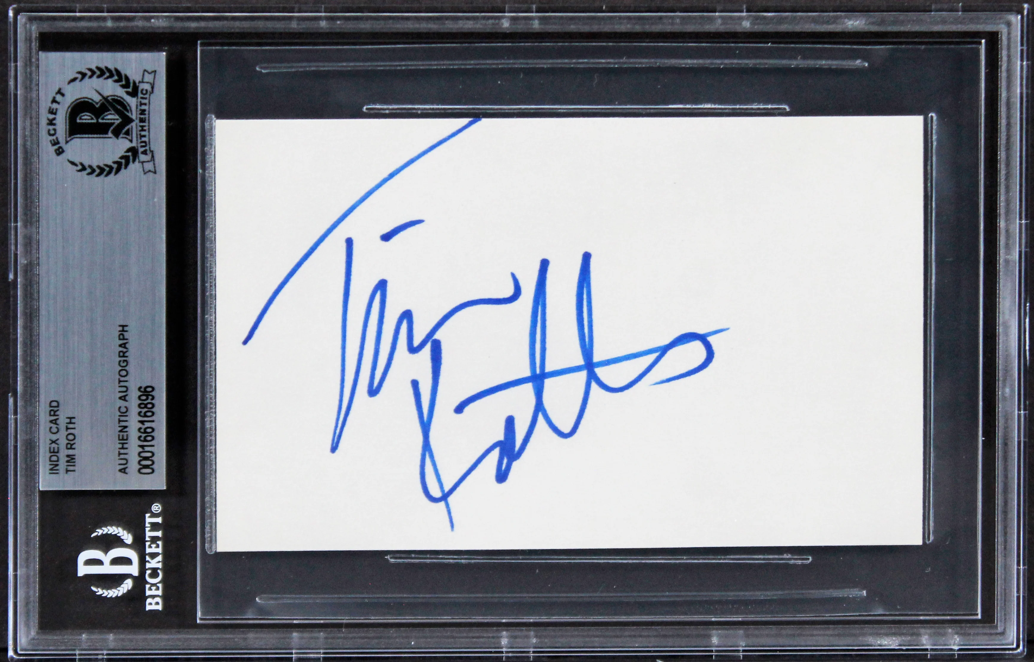 Tim Roth Reservoir Dogs Signed 3x5 Index Card Autographed BAS Slabbed 1