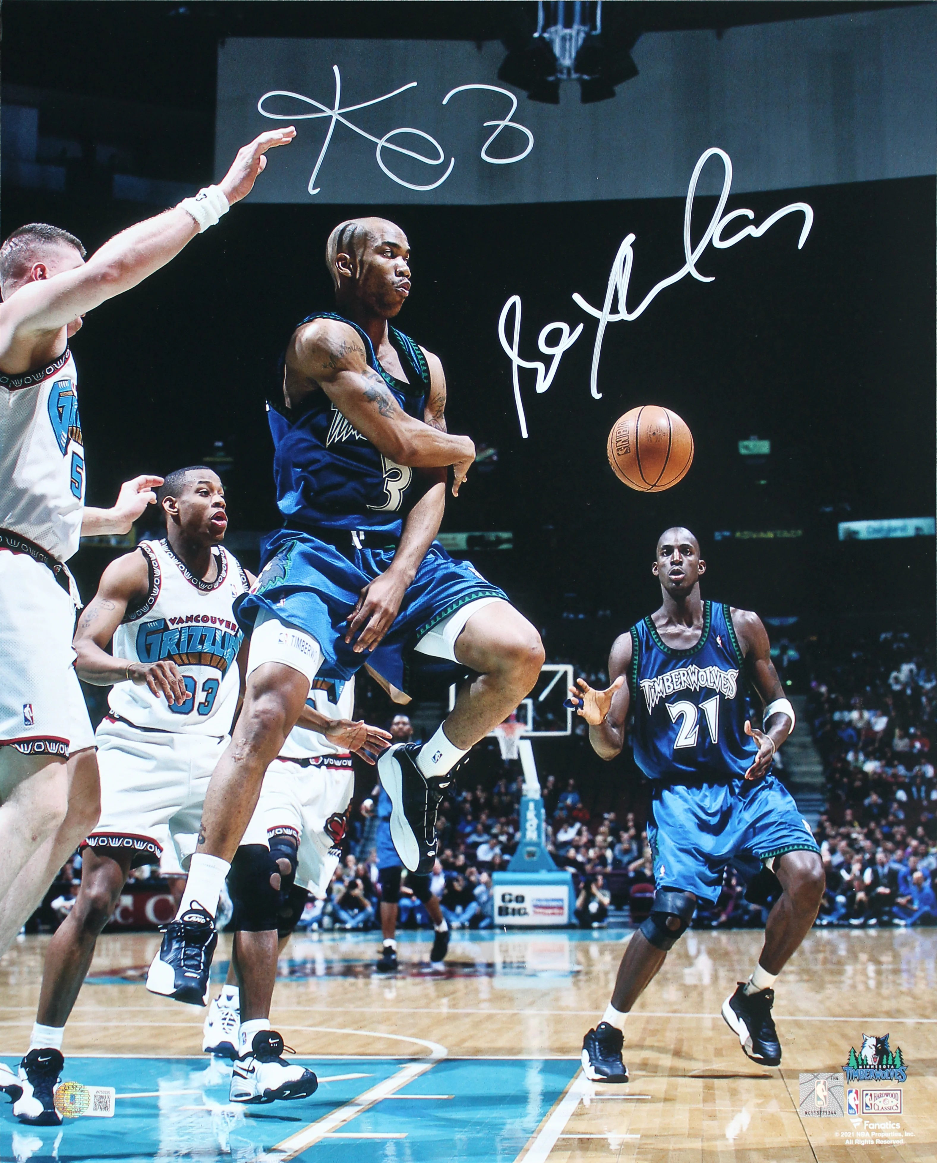 Timberwolves Kevin Garnett & Stephon Marbury Signed 16x20 Photo BAS Witnessed - Image 2