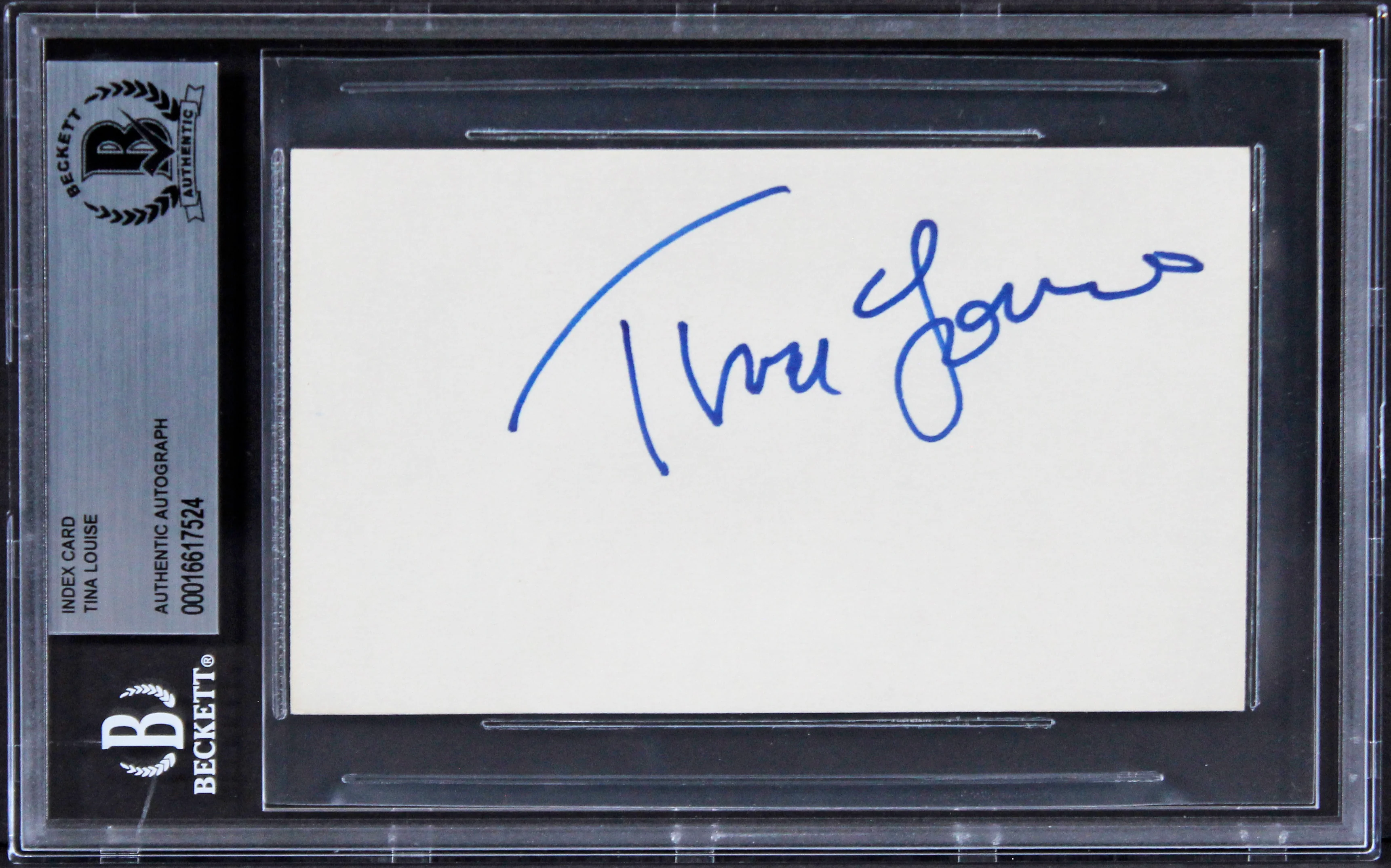 Tina Louise Gilligan's Island Authentic Signed 3x5 Index Card BAS Slabbed 1 - Image 2