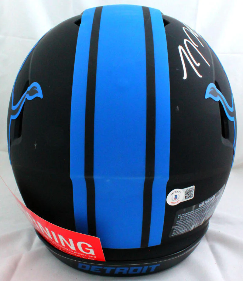 TJ Hockenson Signed Lions F/S Eclipse Speed Authentic Helmet- Beckett W Holo - Image 4