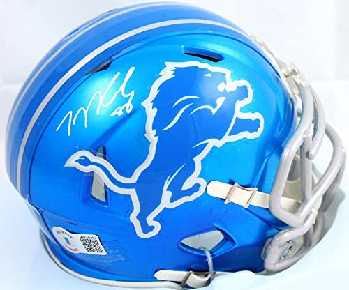 TJ Hockenson Autographed Detroit Lions Flash Speed Mini Helmet-Beckett W Holo - Image 4