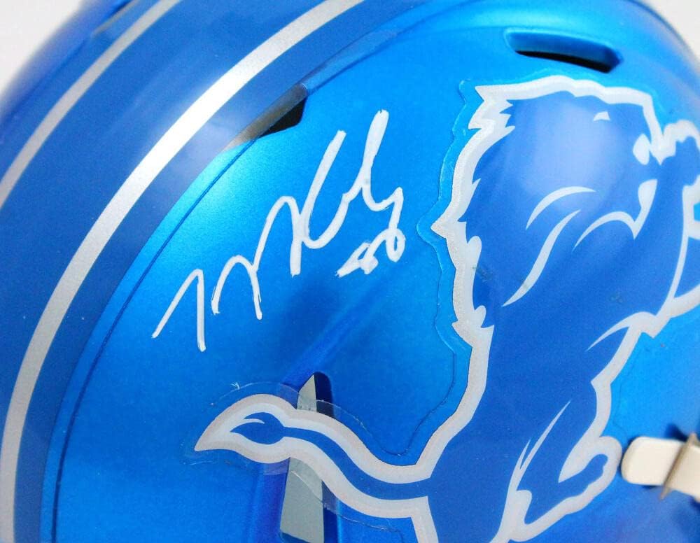 TJ Hockenson Autographed Detroit Lions Flash Speed Mini Helmet-Beckett W Holo - Image 6