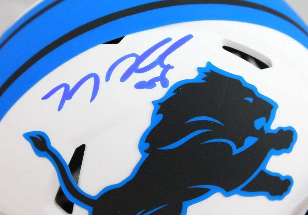 TJ Hockenson Autographed Detroit Lions Lunar Speed Mini Helmet-Beckett W Holo - Image 6