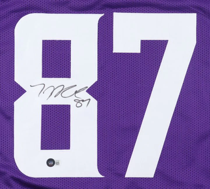 TJ Hockenson Minnesota Signed Purple Football Jersey BAS - Image 2
