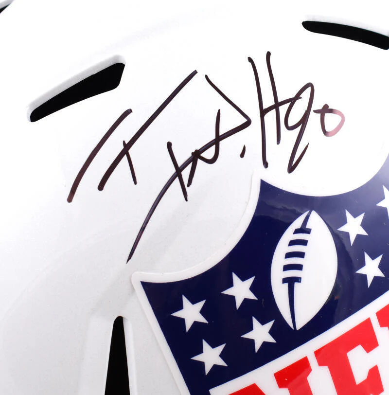 TJ Watt Michael Strahan Autographed NFL F/S Speed Helmet- Beckett W Hologram - Image 3