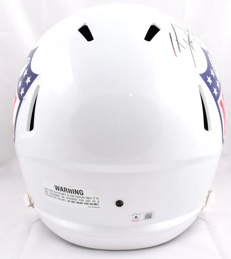 TJ Watt Michael Strahan Autographed NFL F/S Speed Helmet- Beckett W Hologram - Image 4