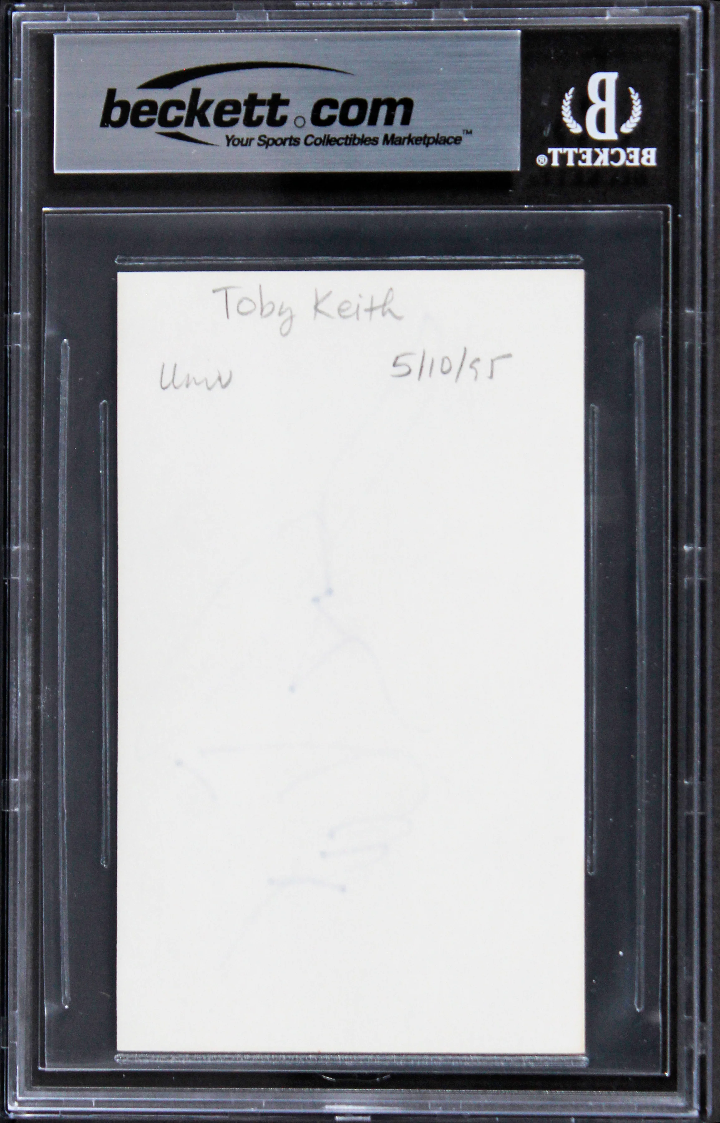 Toby Keith Singer Authentic Signed 3x5 Index Card Autographed BAS Slabbed - Image 3