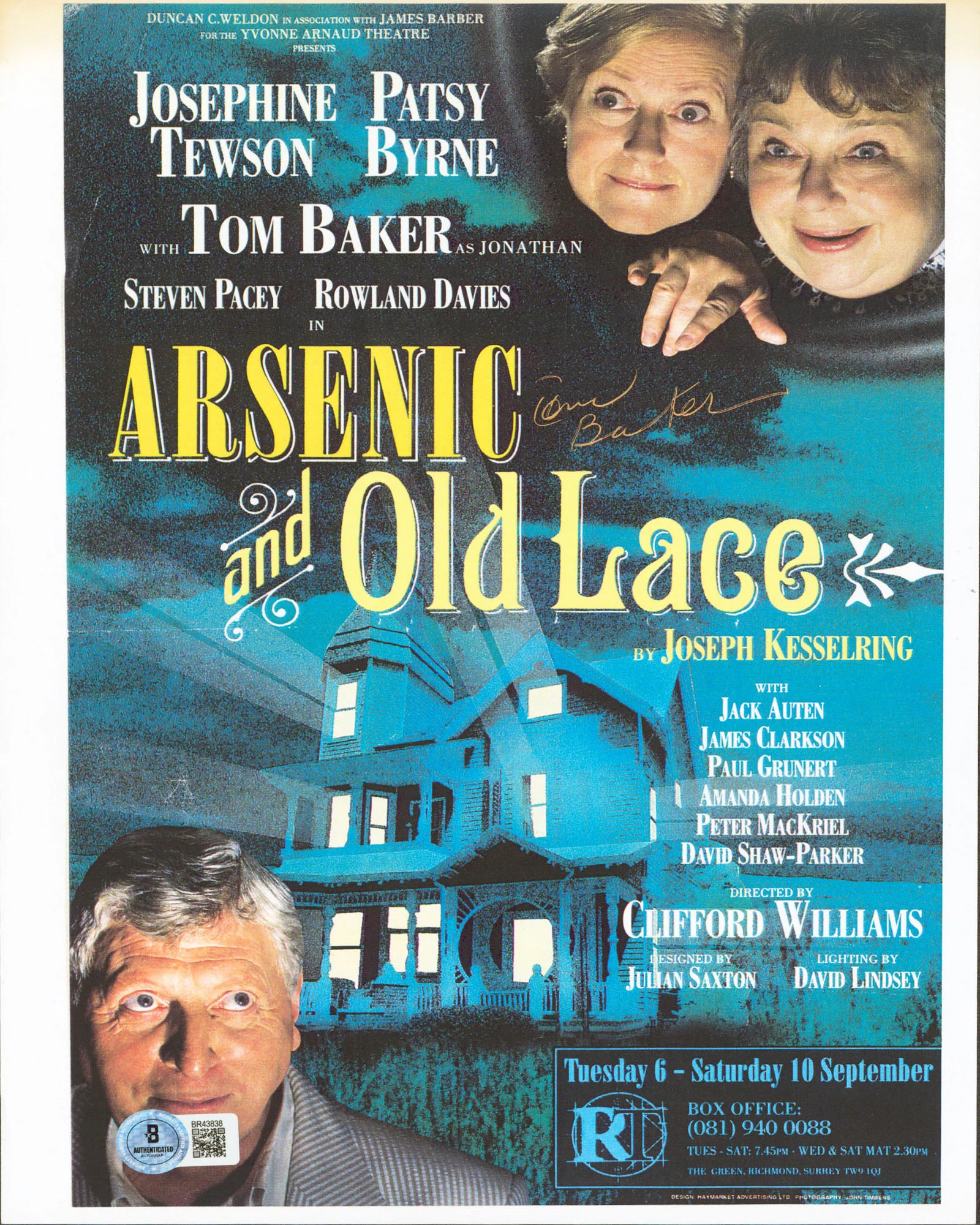 Tom Baker Arsenic And Old Lace Authentic Signed Photo 8.25x11.5 BAS #BR43838 - Image 2