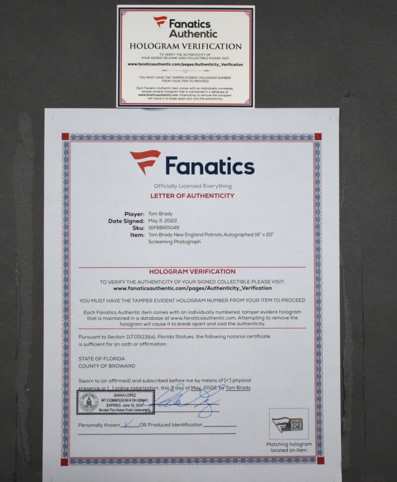 Tom Brady Autographed Patriots 16X20 Framed Celebration Photo - Fanatics/LOA - Image 7
