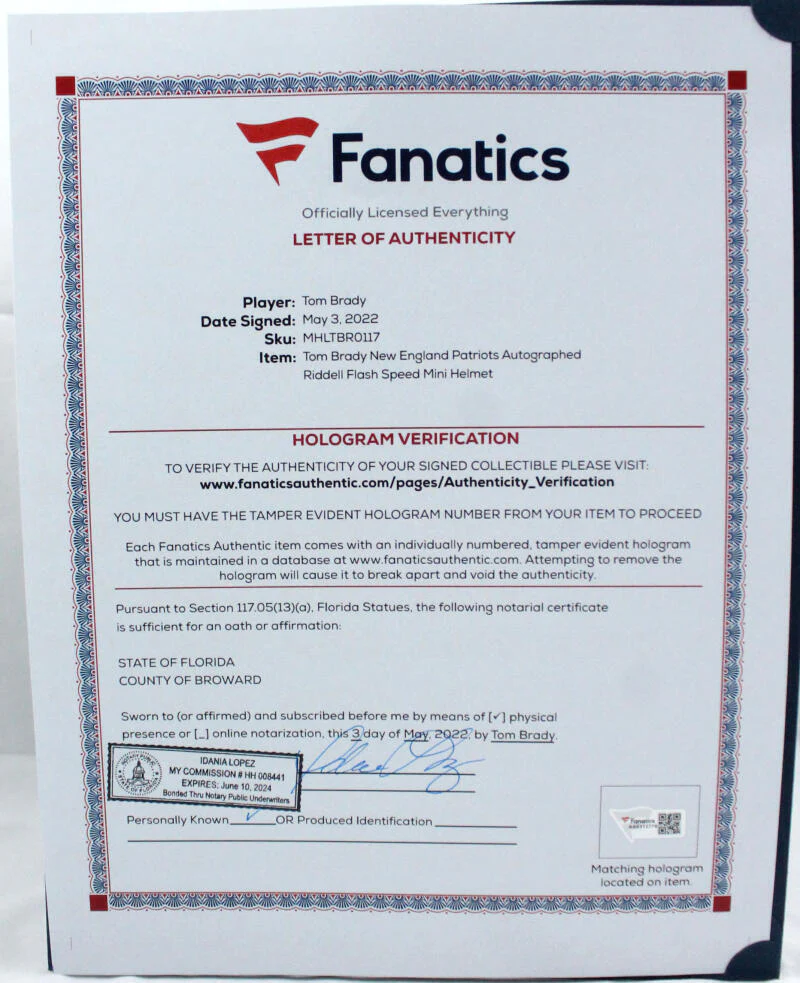 Tom Brady Signed New England Patriots Flash Speed Mini Helmet- Fanatics/LOA - Image 4