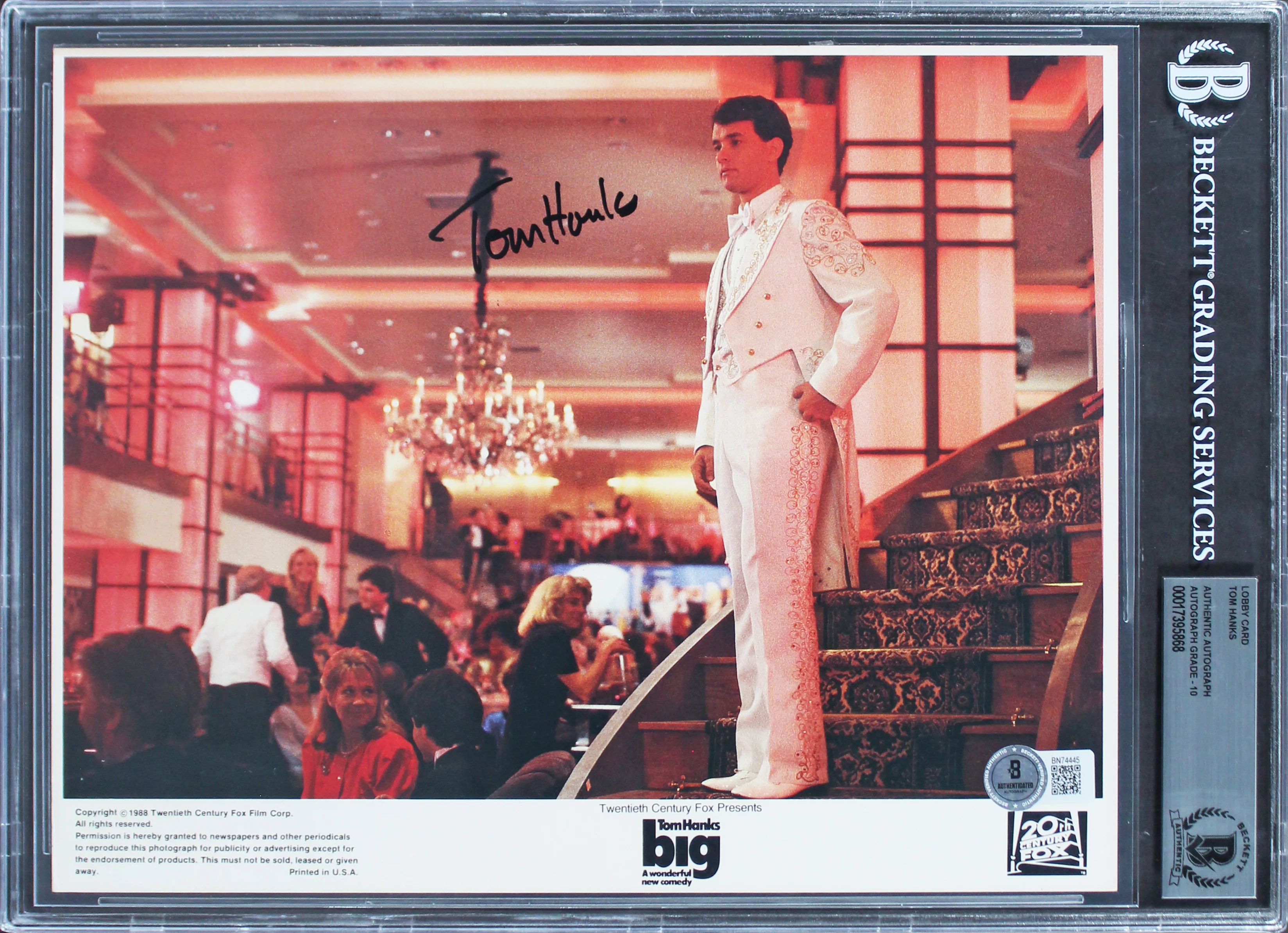 Tom Hanks Big Authentic Signed 8x10 Lobby Card Photo Auto Graded 10! BAS Slabbed - Image 2