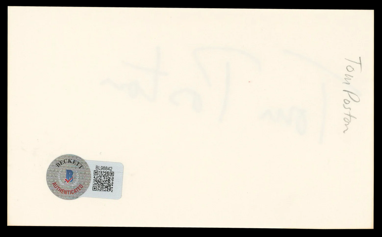 Tom Poston Newhart Authentic Signed 3x5 Index Card Autographed BAS #BL98842 - Image 3