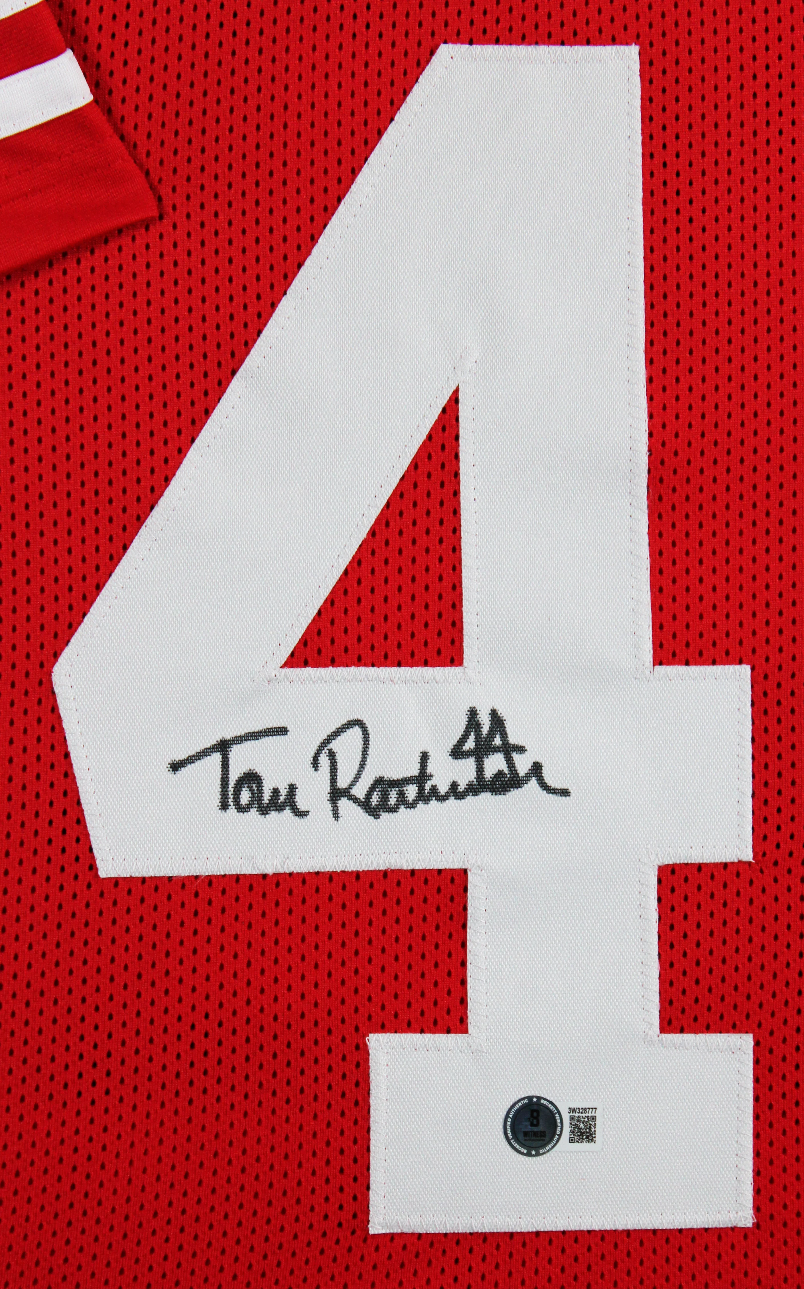 Tom Rathman Authentic Signed Red Pro Style Framed Jersey BAS Witnessed - Image 3