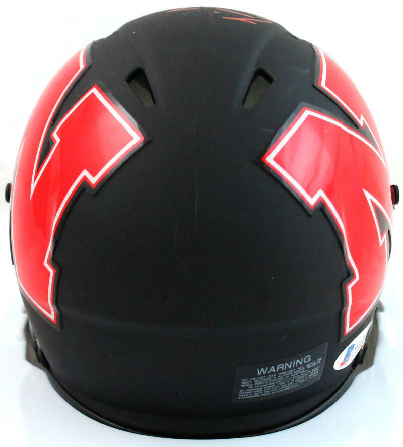 Tommie Frazier Autographed Nebraska AMP Mini Helmet w/Insc - Beckett W Auth *Red - Image 3
