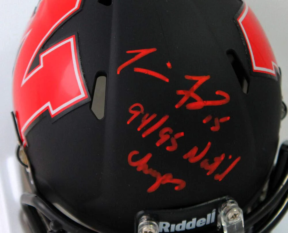 Tommie Frazier Autographed Nebraska AMP Mini Helmet w/Insc - Beckett W Auth *Red - Image 6