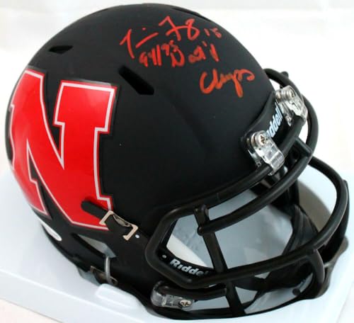 Tommie Frazier Autographed Nebraska AMP Mini Helmet w/Insc - Beckett W Auth *Red - Image 7