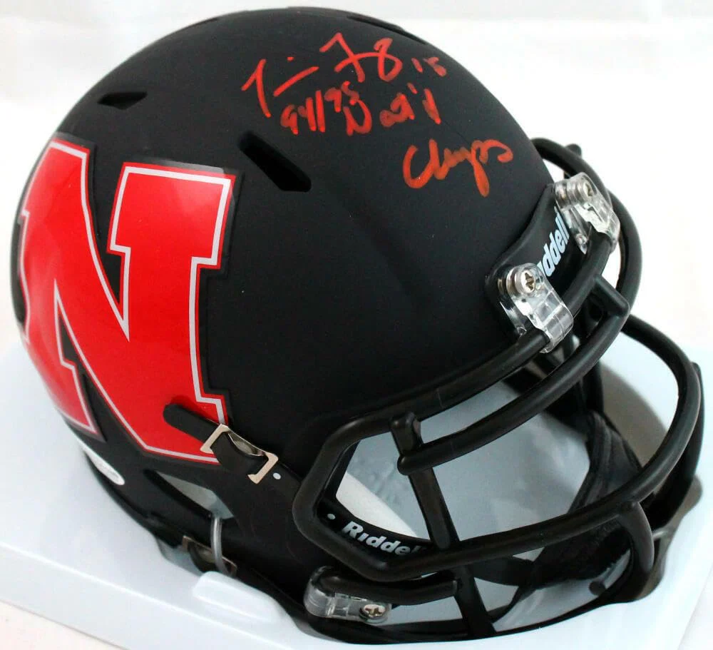 Tommie Frazier Autographed Nebraska AMP Mini Helmet w/Insc - Beckett W Auth *Red - Image 8