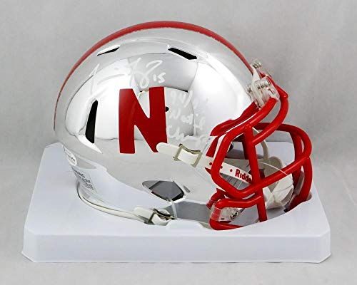 Tommie Frazier Autographed Nebraska Chrome Mini Helmet w/ Insc- Beckett W Auth - Image 3