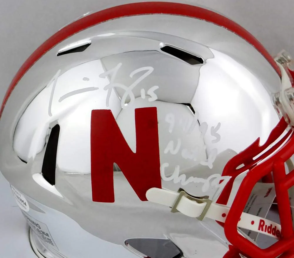 Tommie Frazier Autographed Nebraska Chrome Mini Helmet w/ Insc- Beckett W Auth - Image 5