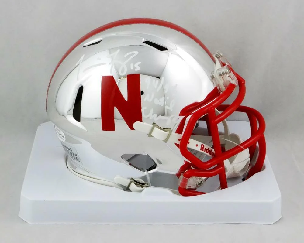 Tommie Frazier Autographed Nebraska Chrome Mini Helmet w/ Insc- Beckett W Auth - Image 7