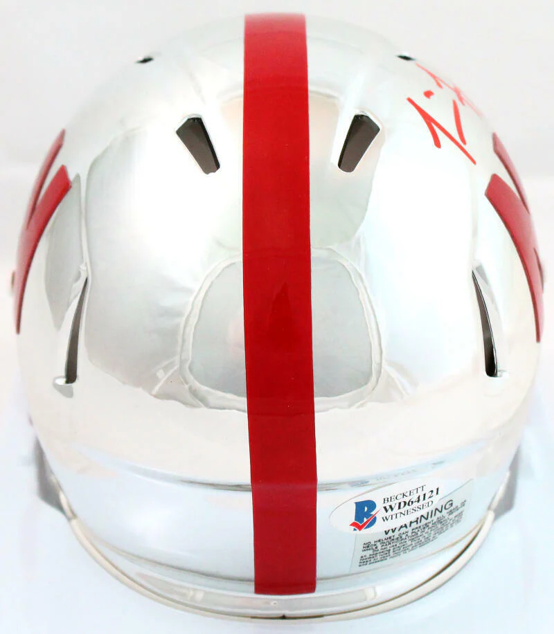 Tommie Frazier Sugned Nebraska Chrome Mini Helmet w/ Insc- Beckett W Auth *Red - Image 3