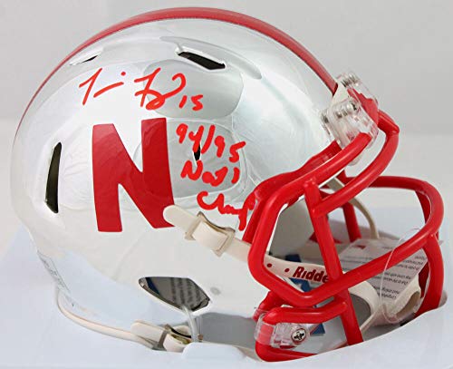 Tommie Frazier Sugned Nebraska Chrome Mini Helmet w/ Insc- Beckett W Auth *Red - Image 4