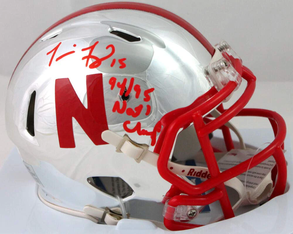Tommie Frazier Sugned Nebraska Chrome Mini Helmet w/ Insc- Beckett W Auth *Red - Image 6