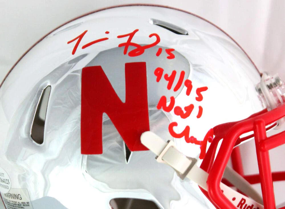 Tommie Frazier Sugned Nebraska Chrome Mini Helmet w/ Insc- Beckett W Auth *Red - Image 7