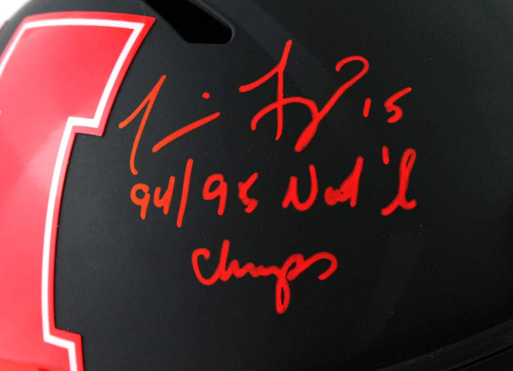 Tommie Frazier Autographed Nebraska F/S AMP Speed Helmet w/Insc - Beckett W Auth - Image 5