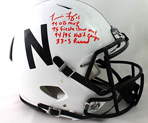 Tommie Frazier Signed Nebraska F/S 2019 Authentic Helmet w/Stats- Beckett W Auth - Image 3