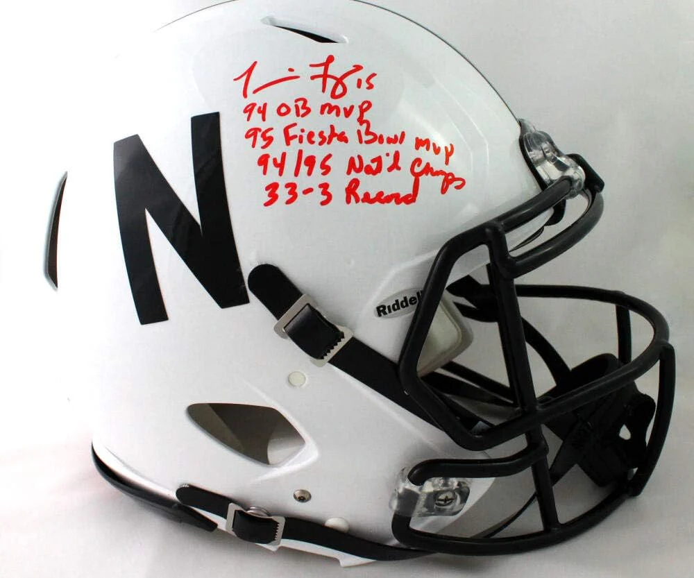 Tommie Frazier Signed Nebraska F/S 2019 Authentic Helmet w/Stats- Beckett W Auth - Image 4