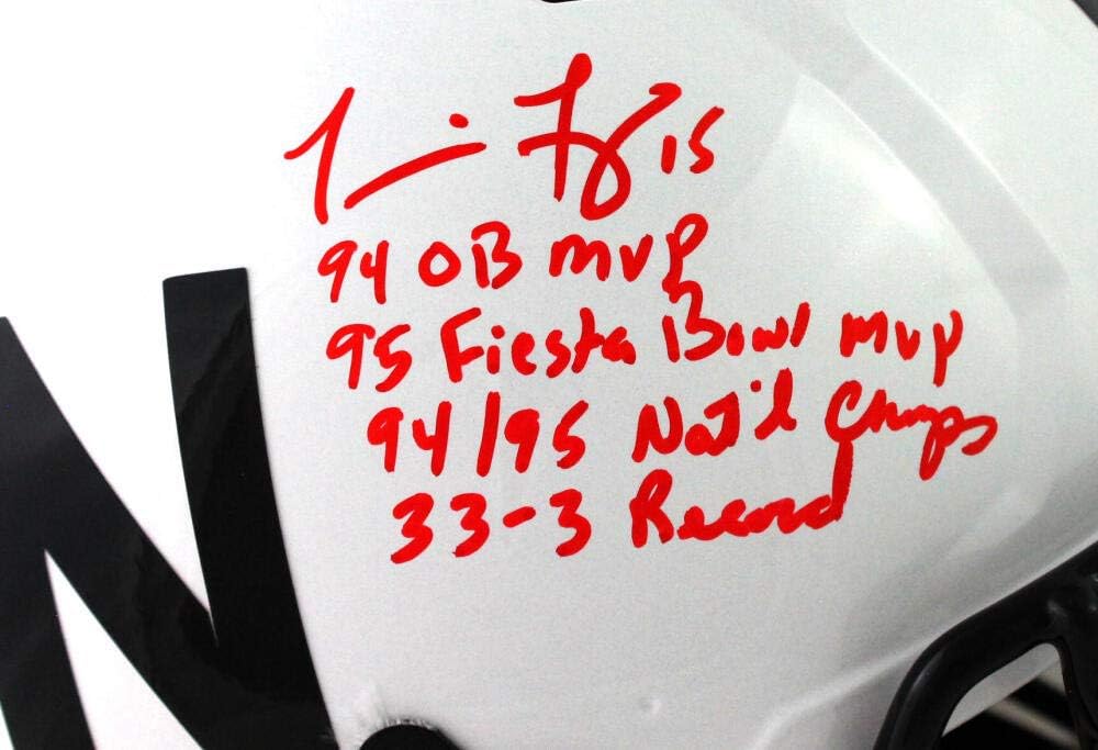 Tommie Frazier Signed Nebraska F/S 2019 Authentic Helmet w/Stats- Beckett W Auth - Image 5