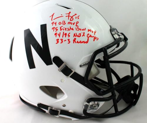 Tommie Frazier Signed Nebraska F/S 2019 Authentic Helmet w/Stats- Beckett W Auth - Image 6