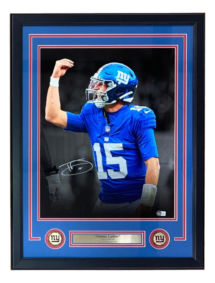 Tommy Devito Signed Framed 16x20 New York Giants Italian Hand Photo BAS ITP - Image 4