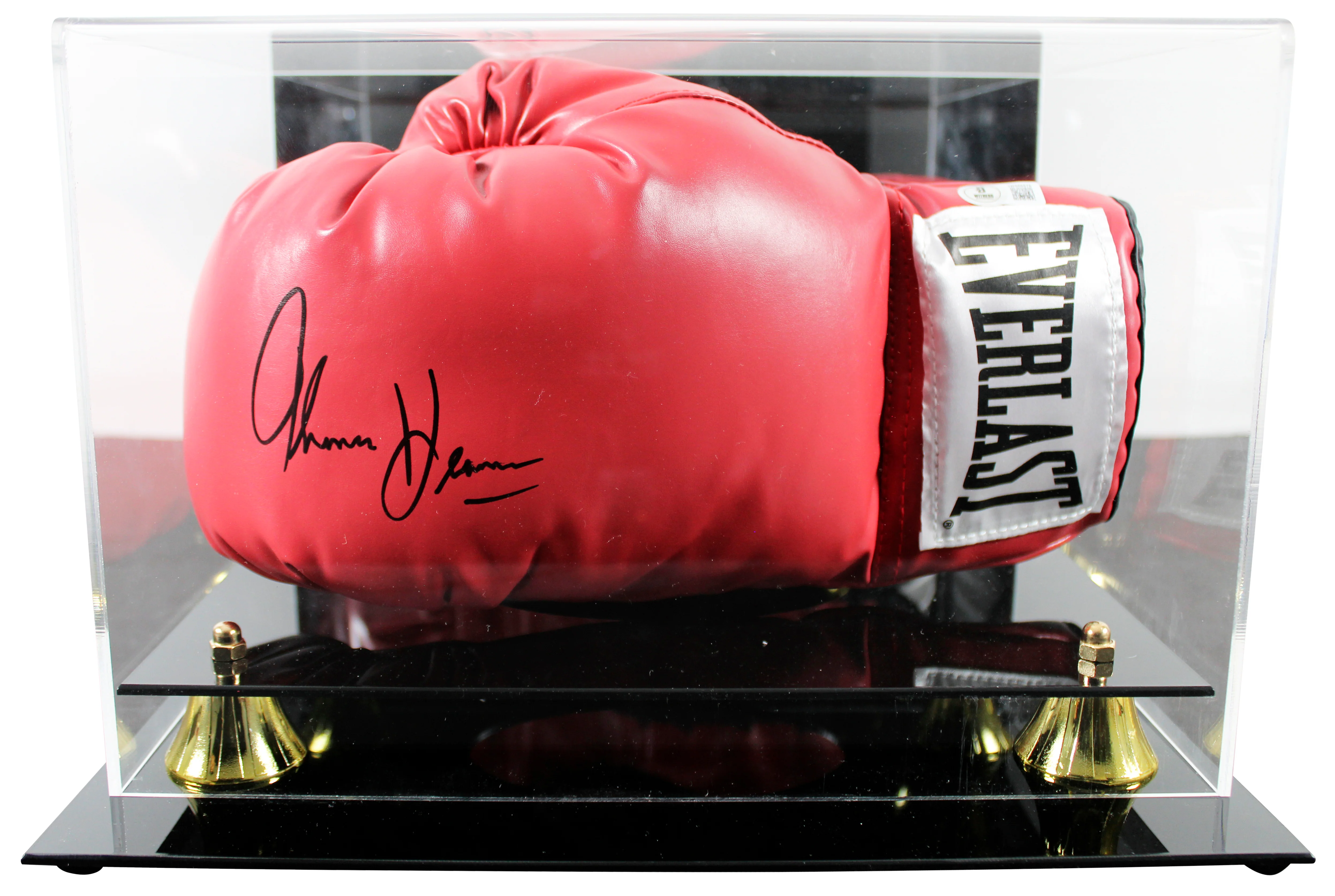 Tommy Hearns Authentic Signed Red Left Hand Everlast Glove W/ Case BAS Witnessed - Image 2
