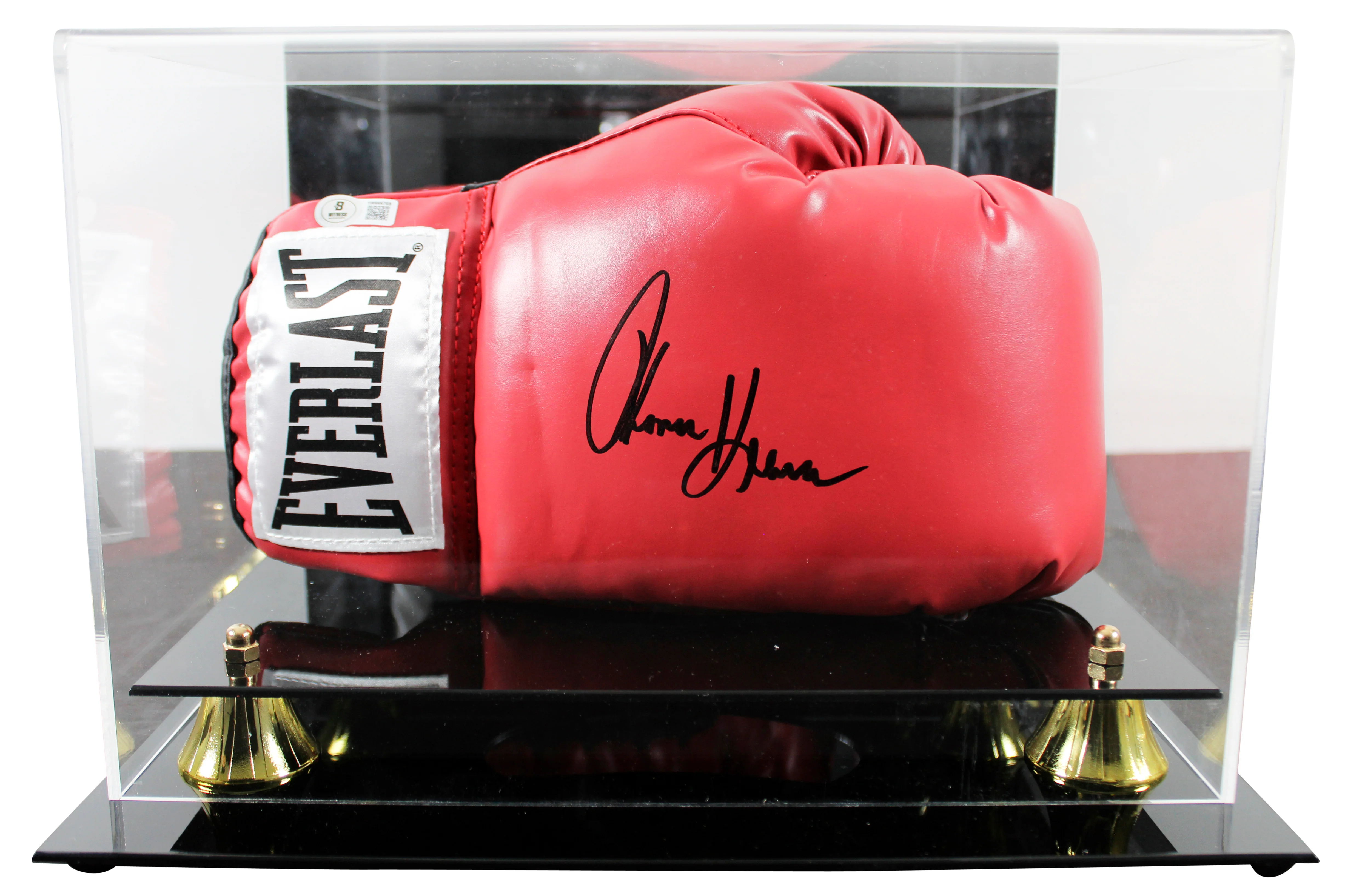 Tommy Hearns Authentic Signed Red Right Hand Everlast Glove W/ Case BAS Witness - Image 2
