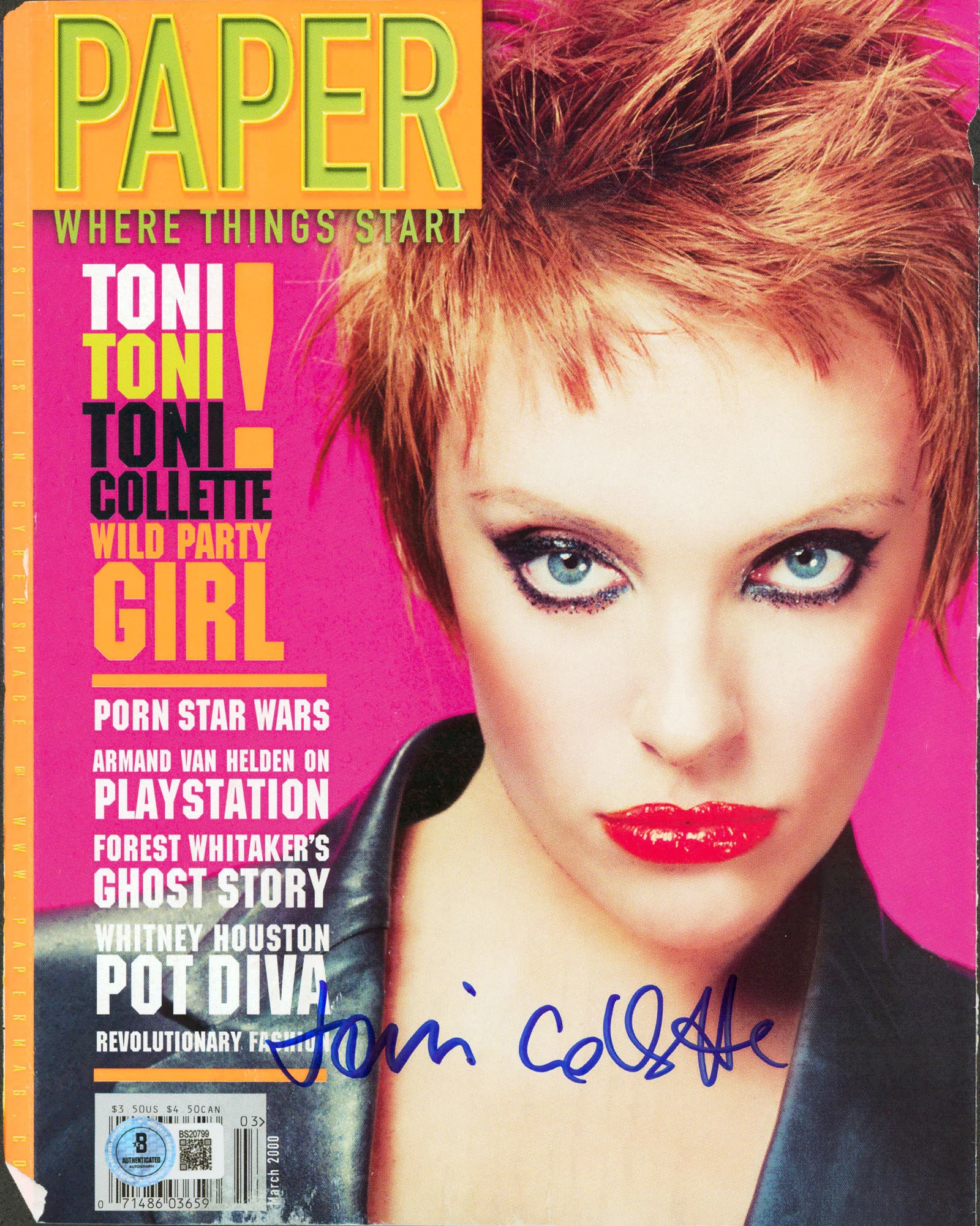 Toni Collette Authentic Signed Paper Magazine Cover March 2000 BAS #BS20799 - Image 2