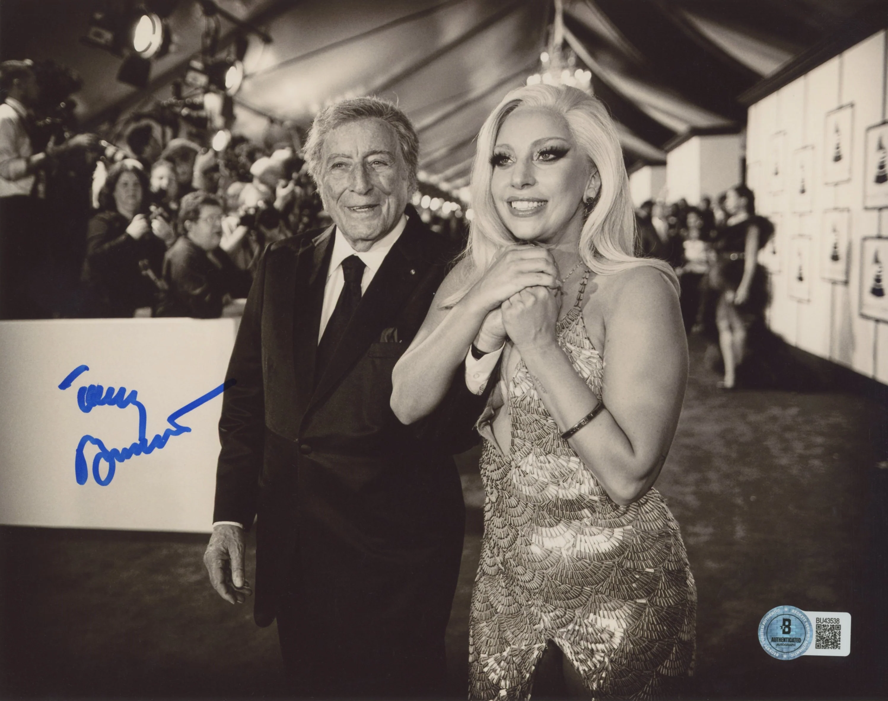 Tony Bennett Authentic Signed 8x10 Horizontal Photo w/ Lady Gaga BAS #BU43538 - Image 2