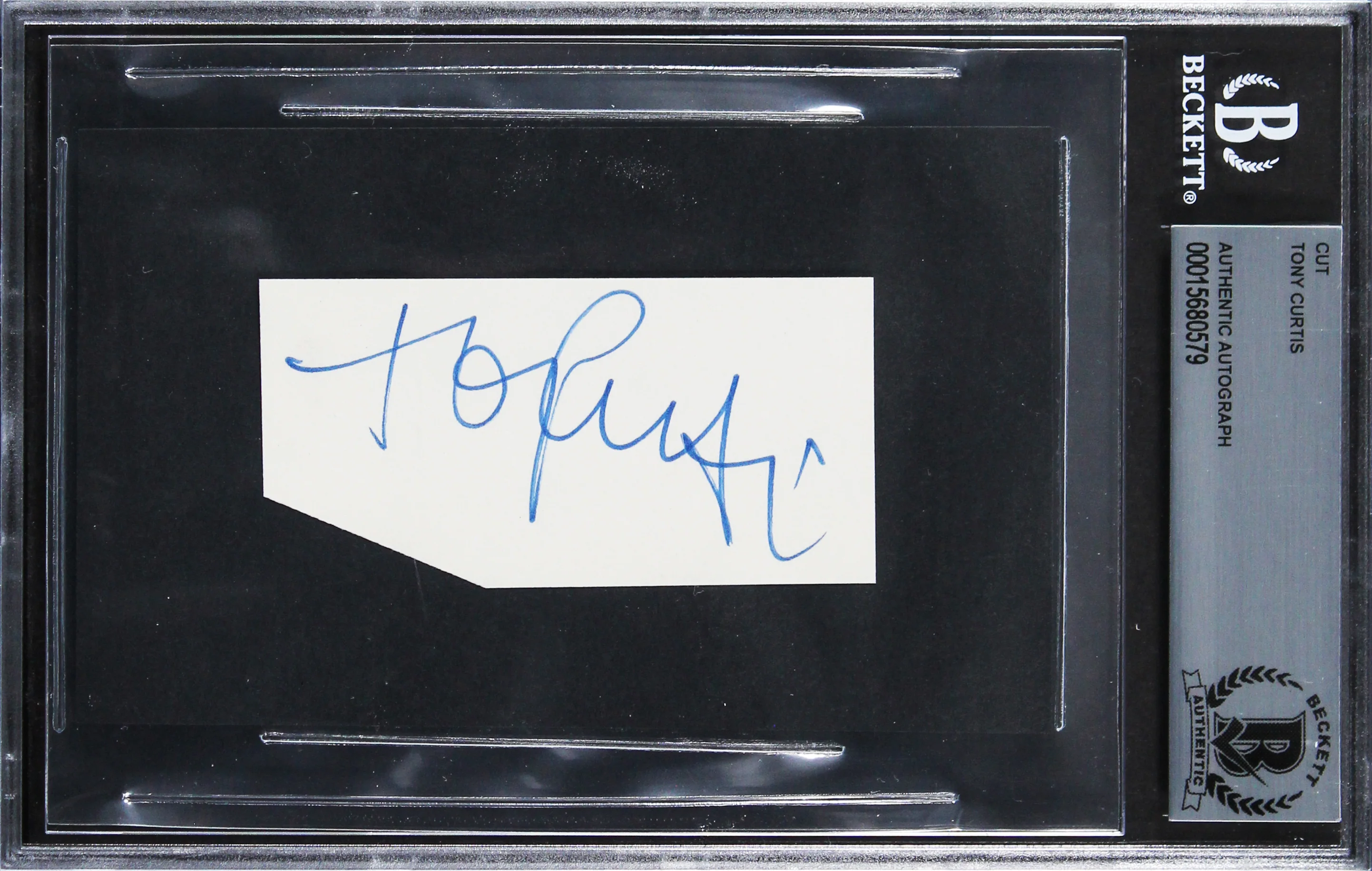 Tony Curtis Some Like It Hot Authentic Signed 1.5x3.25 Cut Signature BAS Slabbed - Image 2