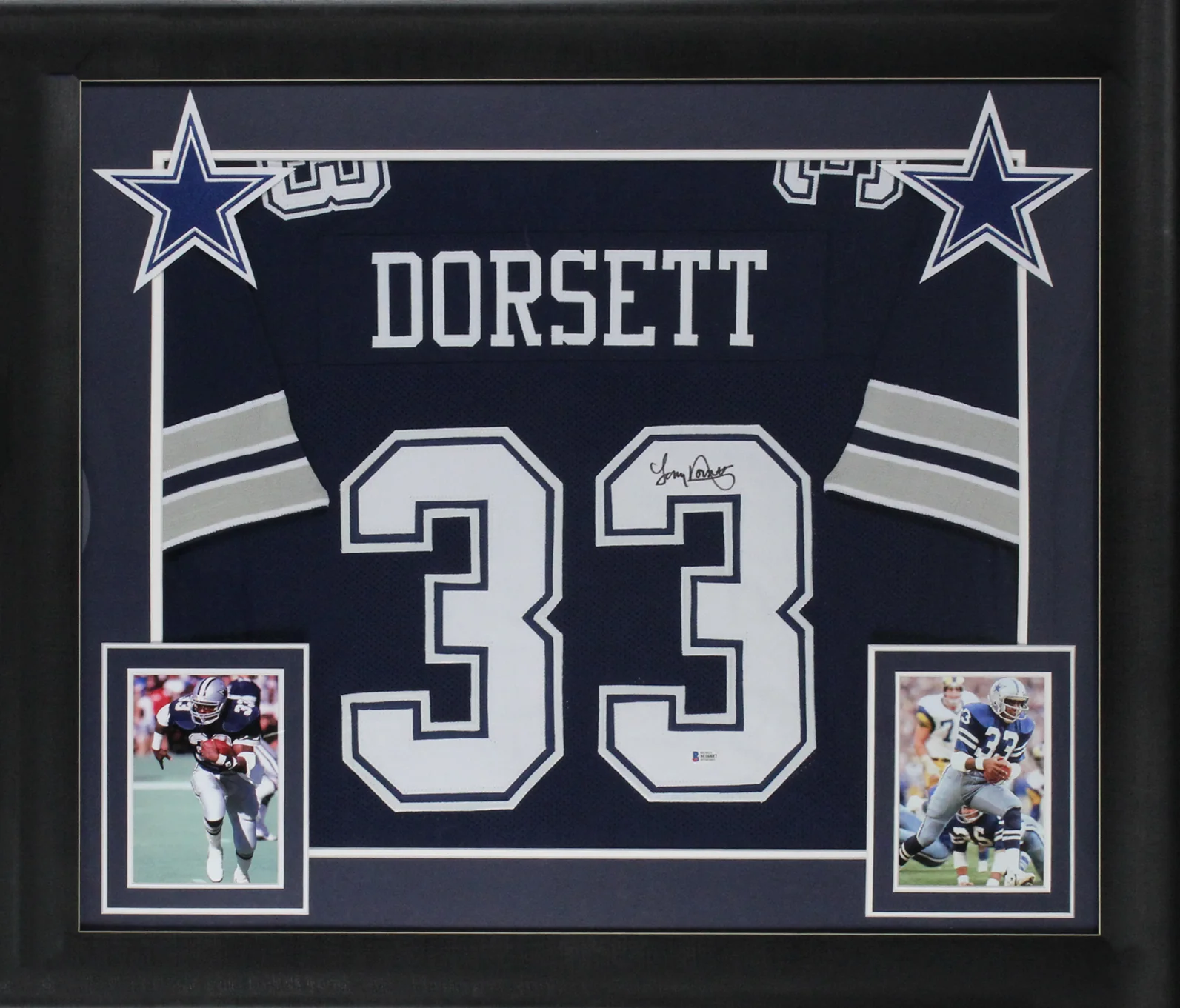 Tony Dorsett Authentic Signed Navy Pro Style Framed Jersey BAS Witnessed - Image 2