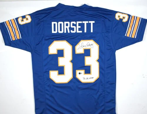 Tony Dorsett Autographed Blue College Style Jersey w/ Heisman - Beckett W Holo - Image 4