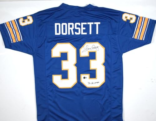 Tony Dorsett Autographed Blue College Style Jersey w/ Heisman - Beckett W Holo - Image 8