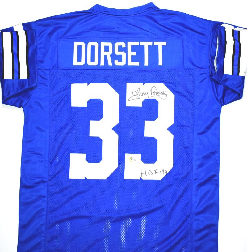 Tony Dorsett Autographed Blue Pro Style Jersey w/HOF- Beckett W Hologram *Black - Image 8