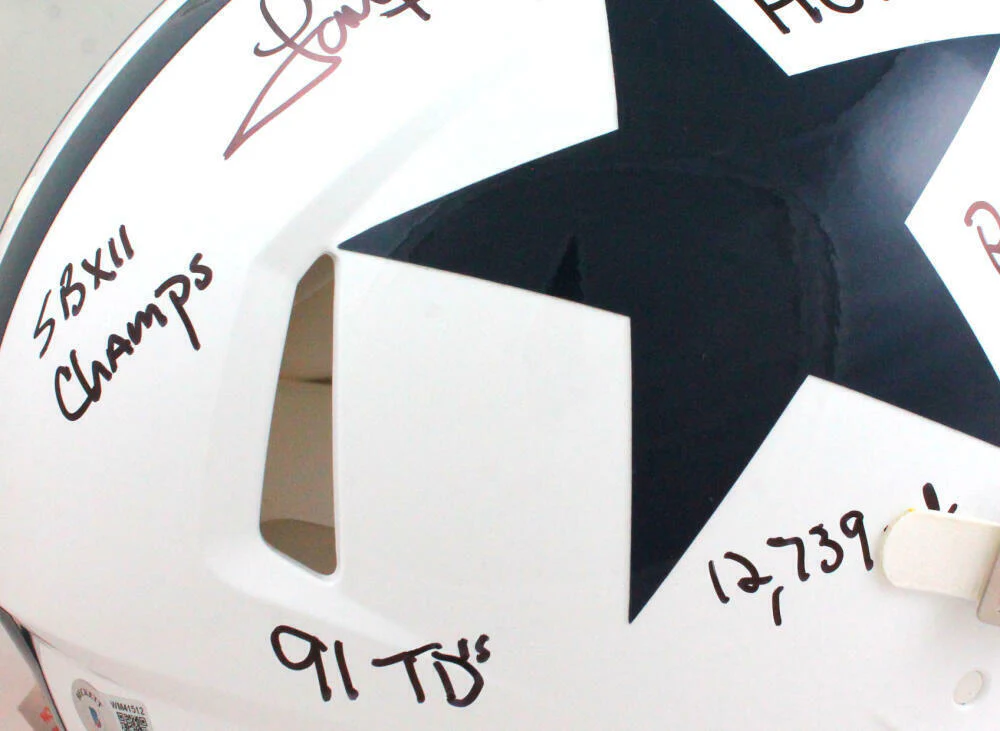 Tony Dorsett Signed Cowboys F/S 60-63 TB Speed Authentic Helmet w/5 Insc-Beckett - Image 3