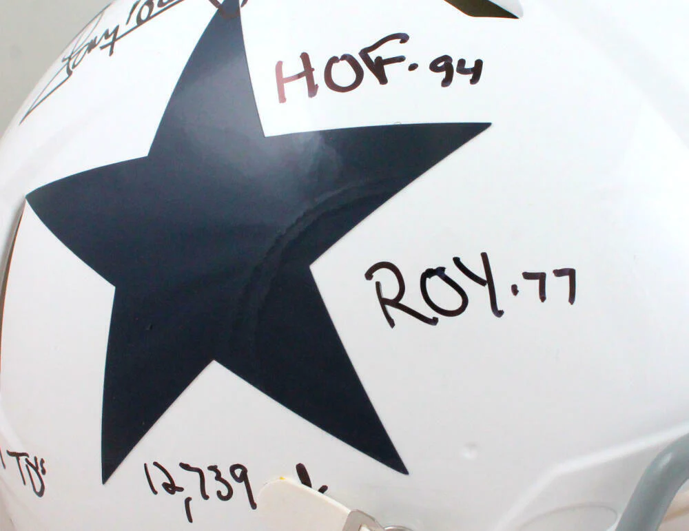 Tony Dorsett Signed Cowboys F/S 60-63 TB Speed Authentic Helmet w/5 Insc-Beckett - Image 4