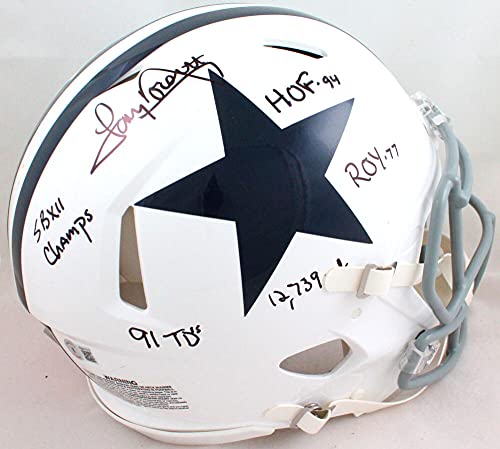 Tony Dorsett Signed Cowboys F/S 60-63 TB Speed Authentic Helmet w/5 Insc-Beckett - Image 8