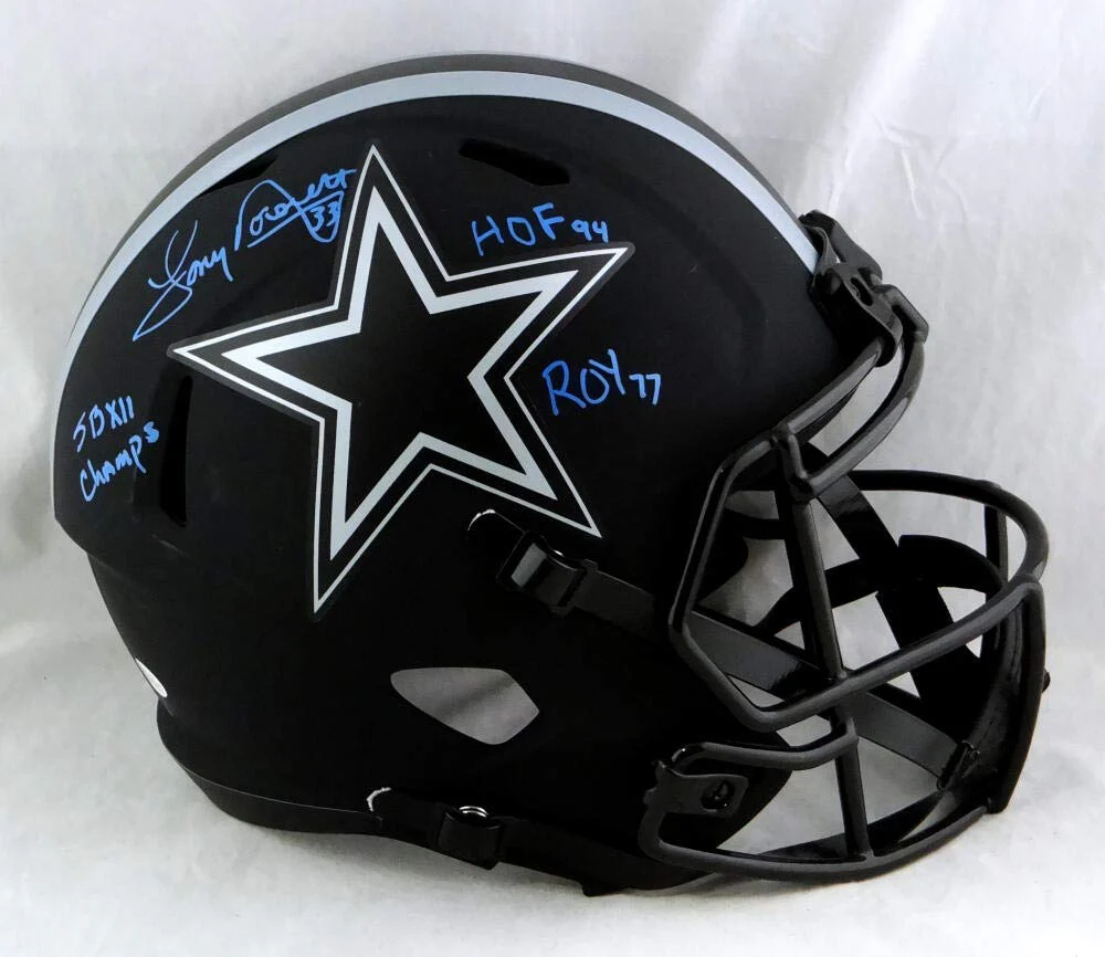 Tony Dorsett Signed Dallas Cowboys F/S Eclipse Helmet w/ 3 Insc - Beckett W Auth - Image 4