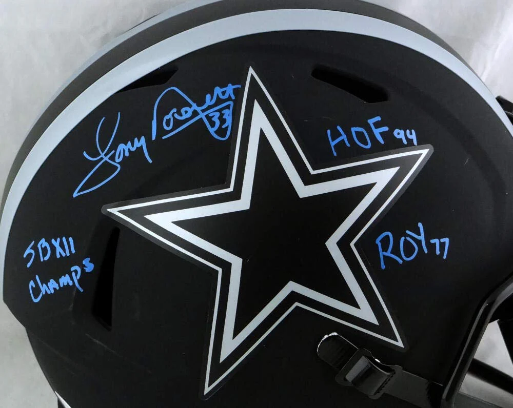 Tony Dorsett Signed Dallas Cowboys F/S Eclipse Helmet w/ 3 Insc - Beckett W Auth - Image 5